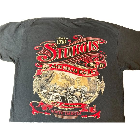 Gildan Sturgis Motorcycle Black Hill Rally Mt Rushmore 2017 T Shirt  Sz L Tee - Picture 3 of 6